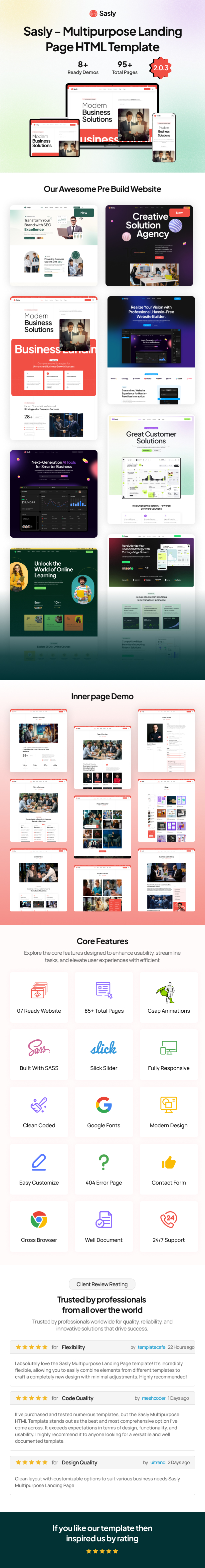 Sasly - Multipurpose Landing Page HTML Template